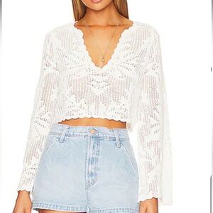 House of Harlow X REVOLVE Cropped Pointelle Sweater size S